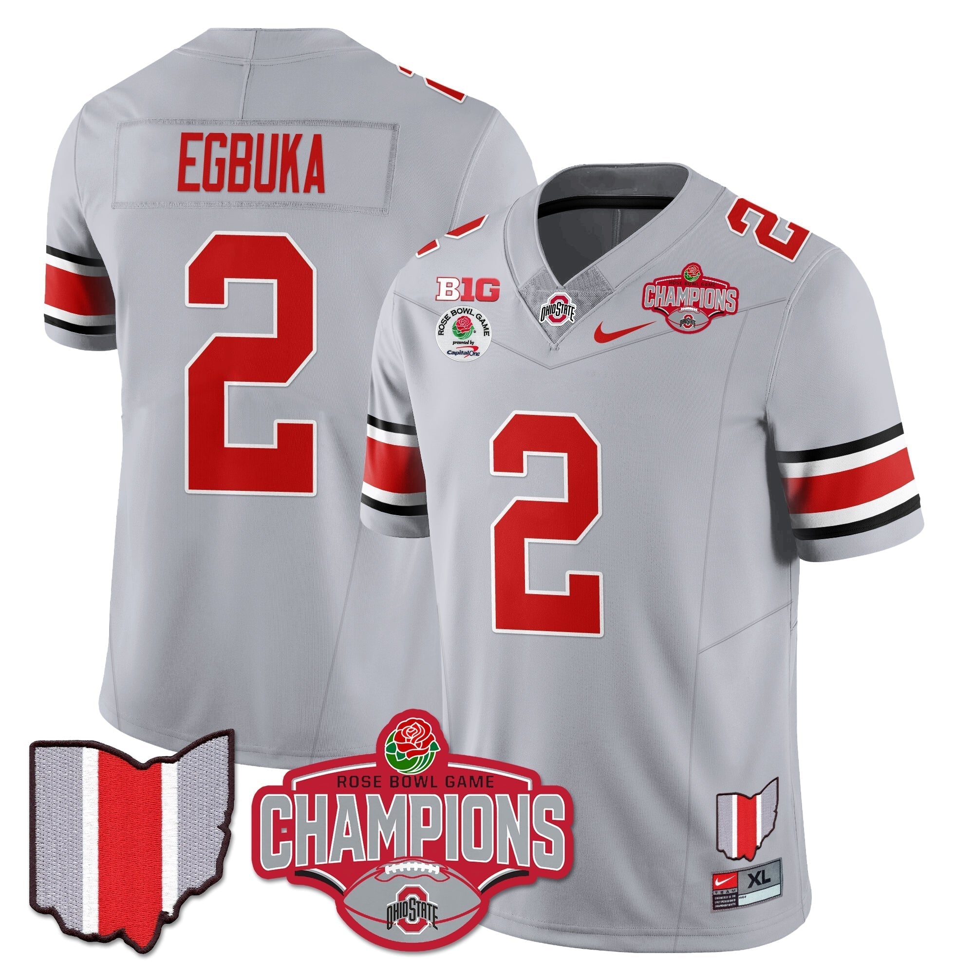 Men Ohio State Buckeyes 2024 Rose Bowl Champions Jersey - All Stitched
