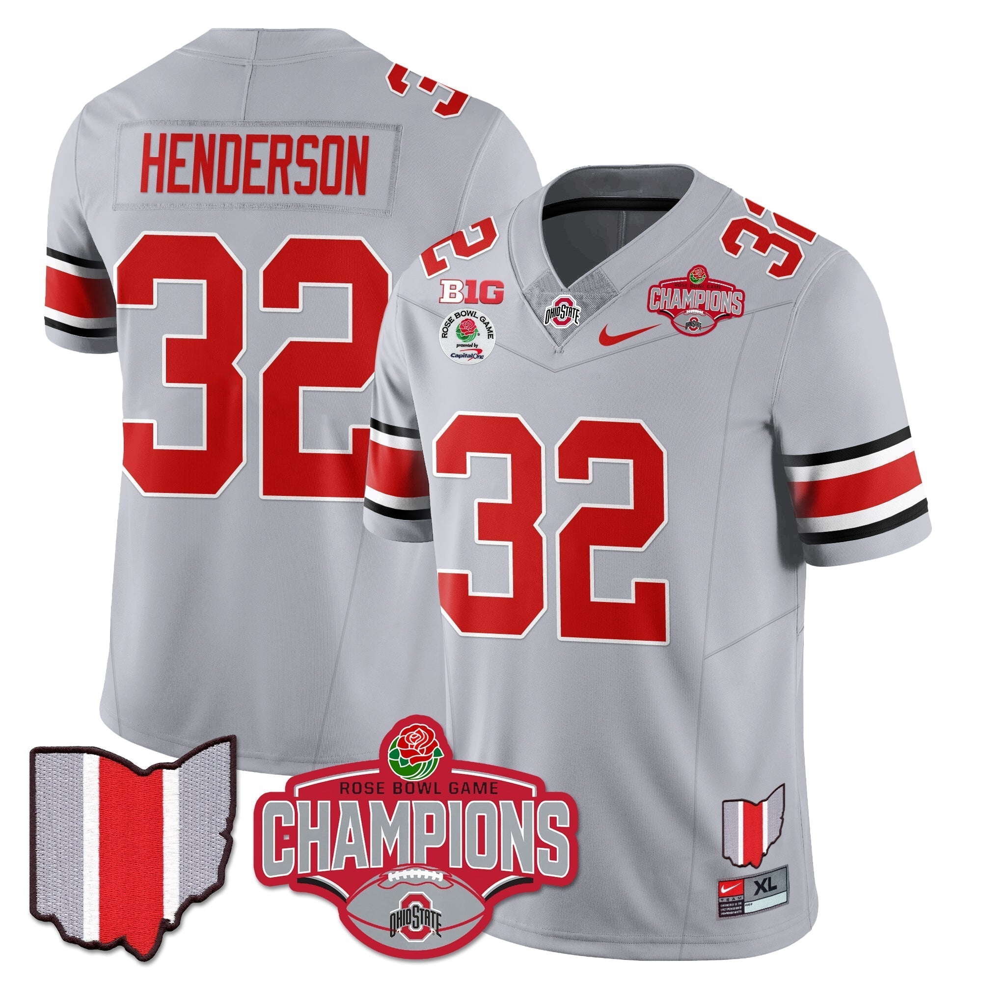 Men Ohio State Buckeyes 2024 Rose Bowl Champions Jersey - All Stitched