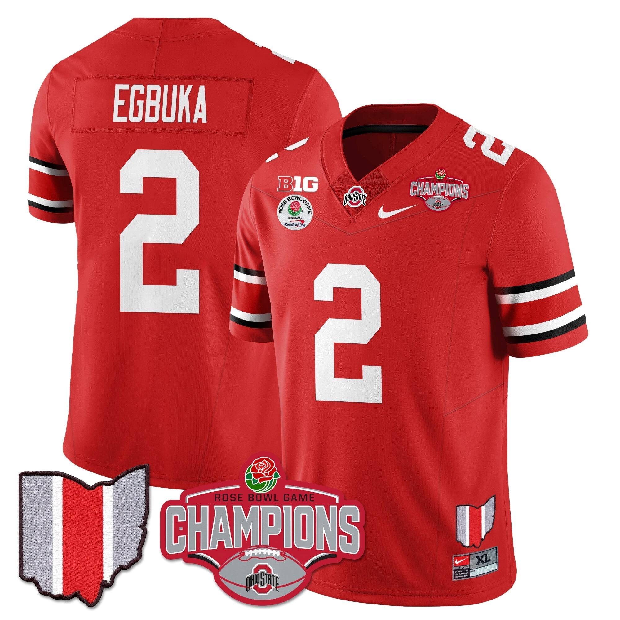 Men Ohio State Buckeyes 2024 Rose Bowl Champions Jersey - All Stitched