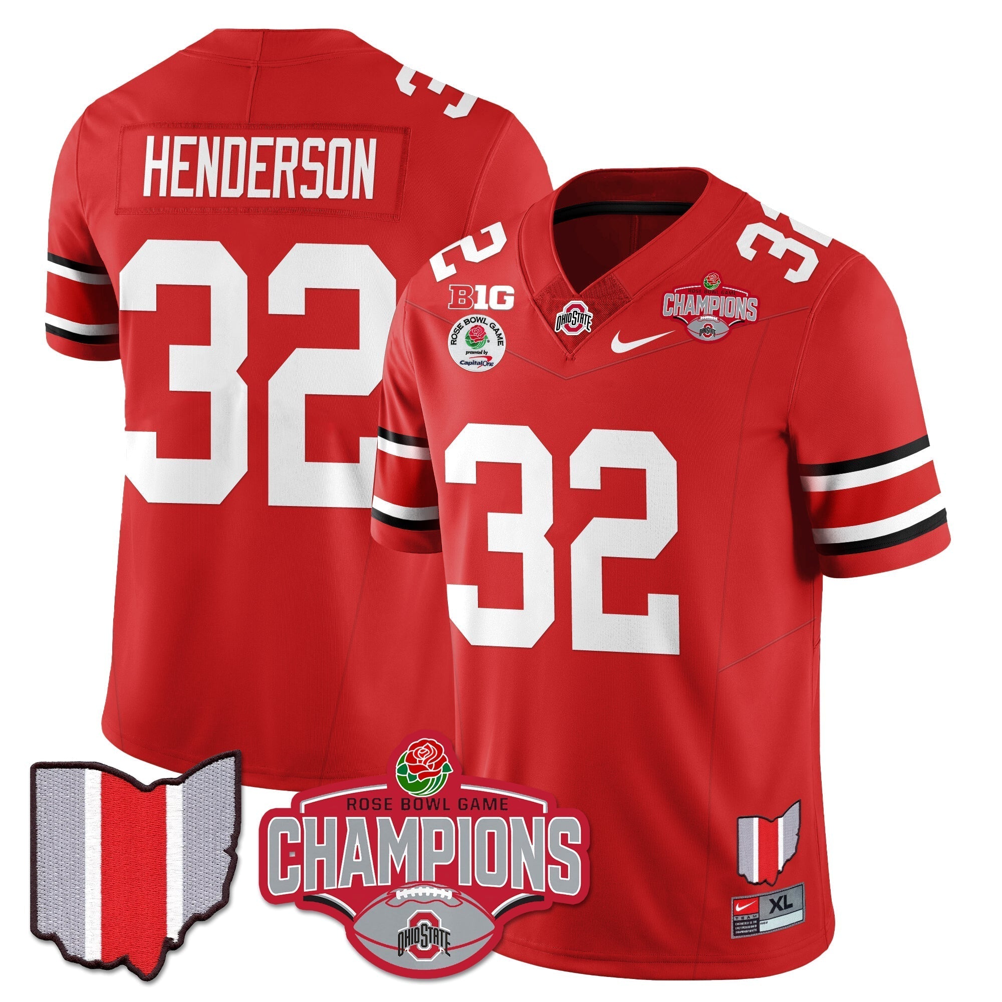 Men Ohio State Buckeyes 2024 Rose Bowl Champions Jersey - All Stitched