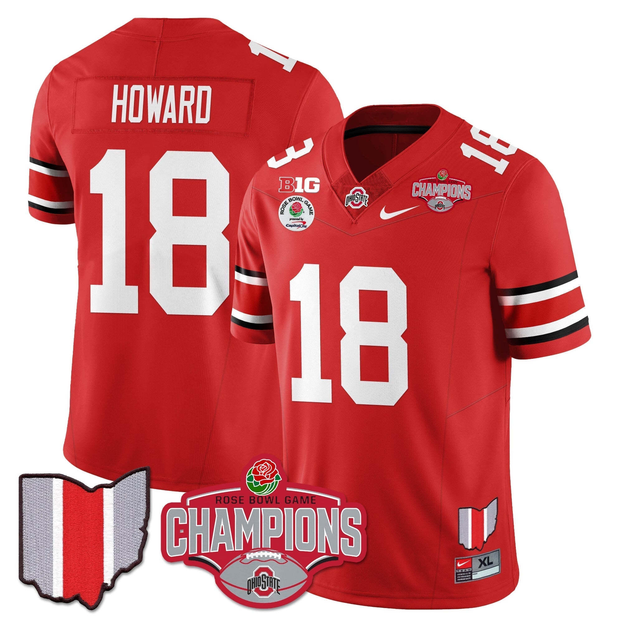 Men Ohio State Buckeyes 2024 Rose Bowl Champions Jersey - All Stitched