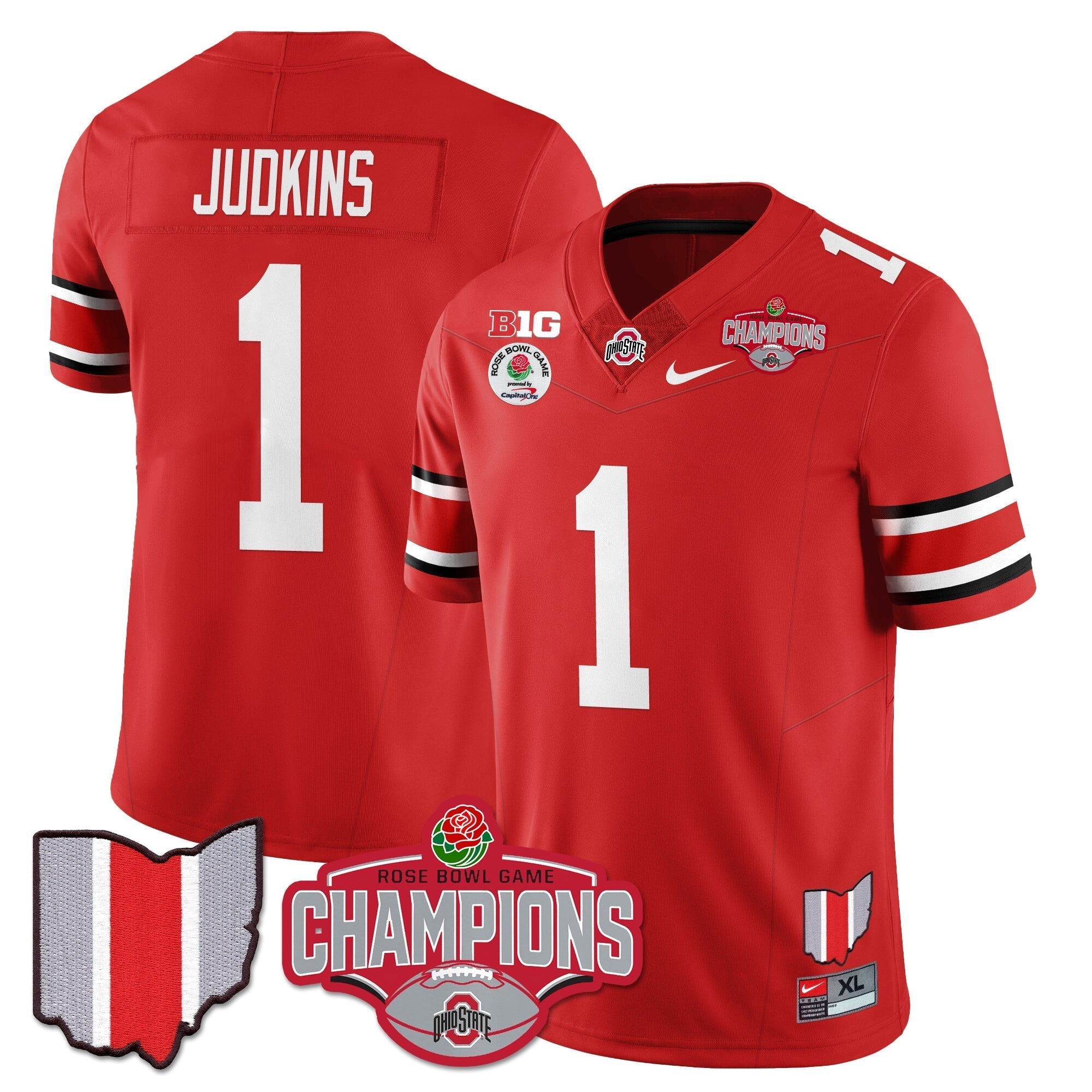 Men Ohio State Buckeyes 2024 Rose Bowl Champions Jersey - All Stitched