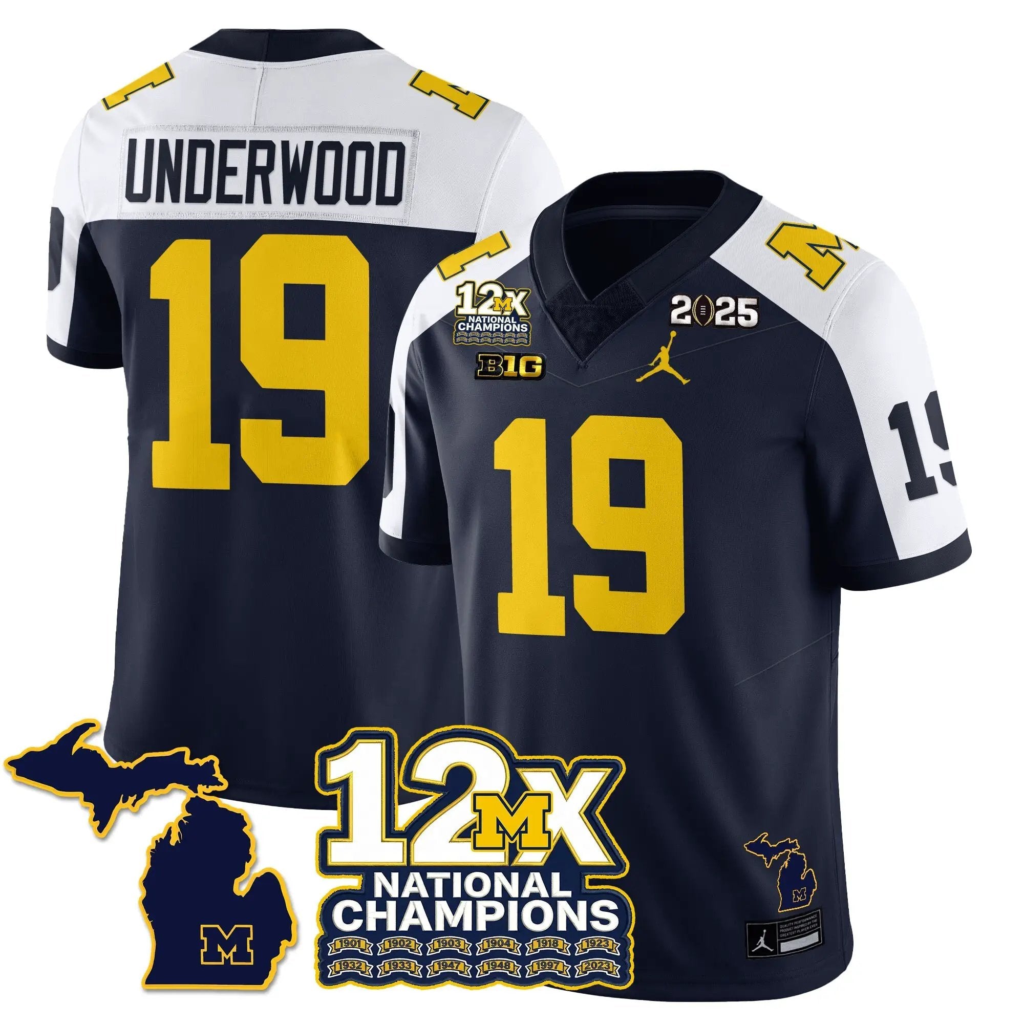 Men Michigan Wolverines 12x-Time National Champions Vapor Limited Football Jersey