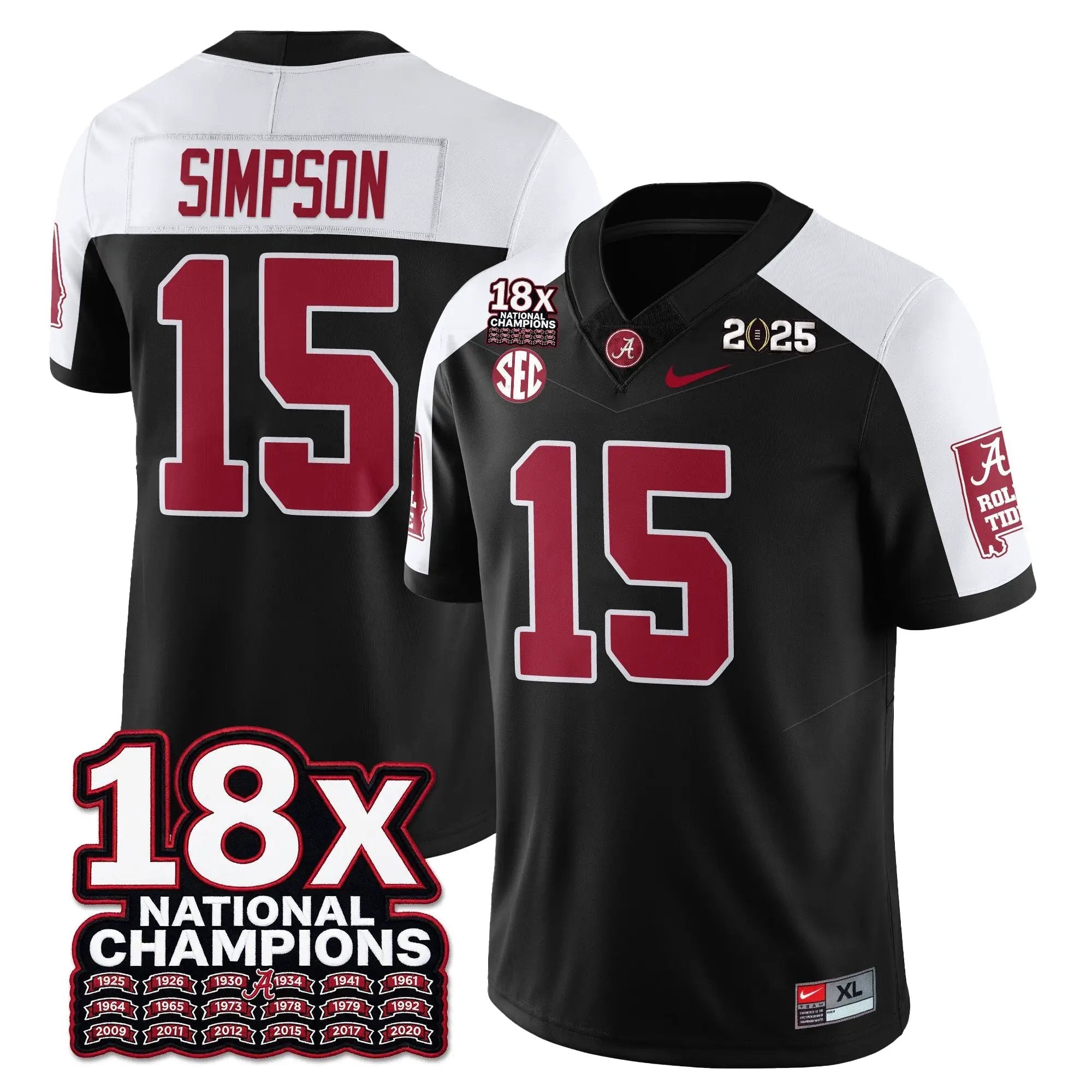 Men Alabama Crimson Tide 18x-Time National Champions Vapor Limited Football Jersey