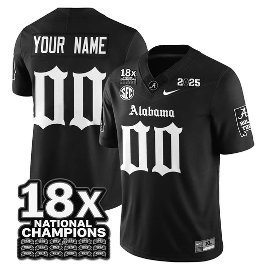 Custom Alabama Crimson Tide Football 18x-Time National Champions Gothic Vapor Limited Jersey