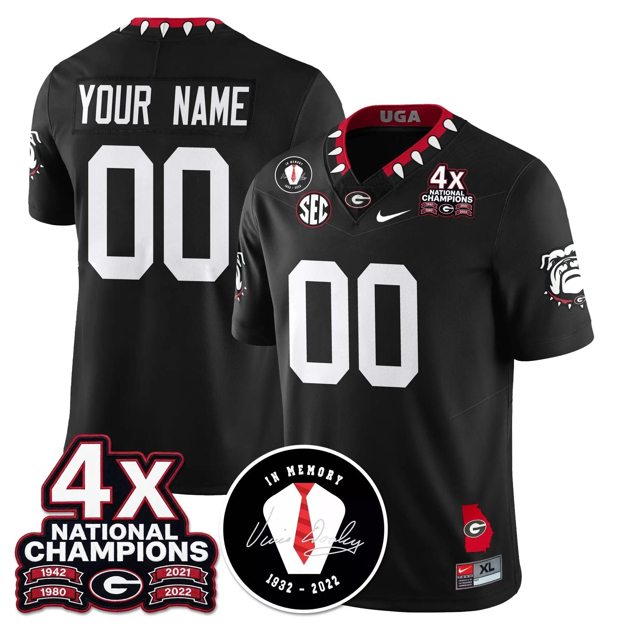 Custom  Georgia Bulldogs Football 4x-Time National Champions Vapor Limited Jersey