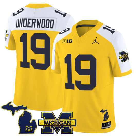 Bryce Underwood Jersey #19 Michigan Wolverines 2025 Limited V2 Stitched Maize Alter