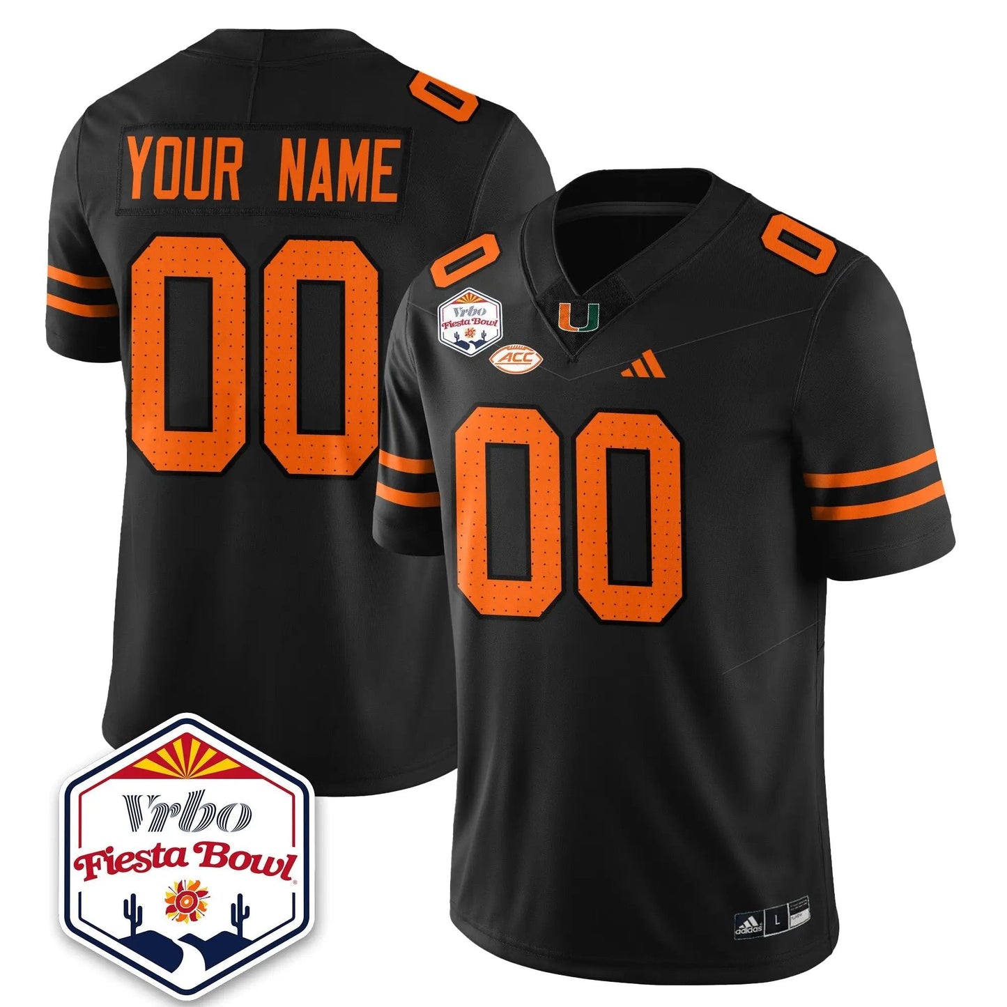 Custom Miami Hurricanes Football Vapor Limited Jersey - Vrbo Fiesta Bowl