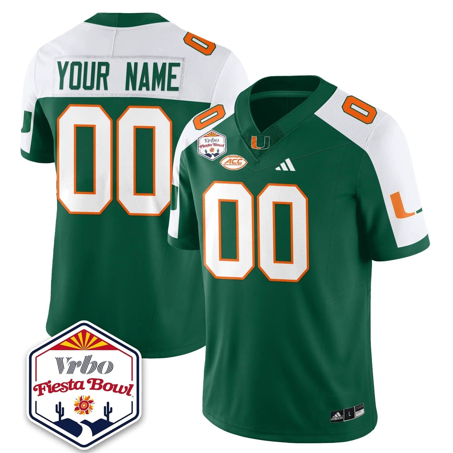 Custom Miami Hurricanes Football Vapor Limited Jersey - Vrbo Fiesta Bowl