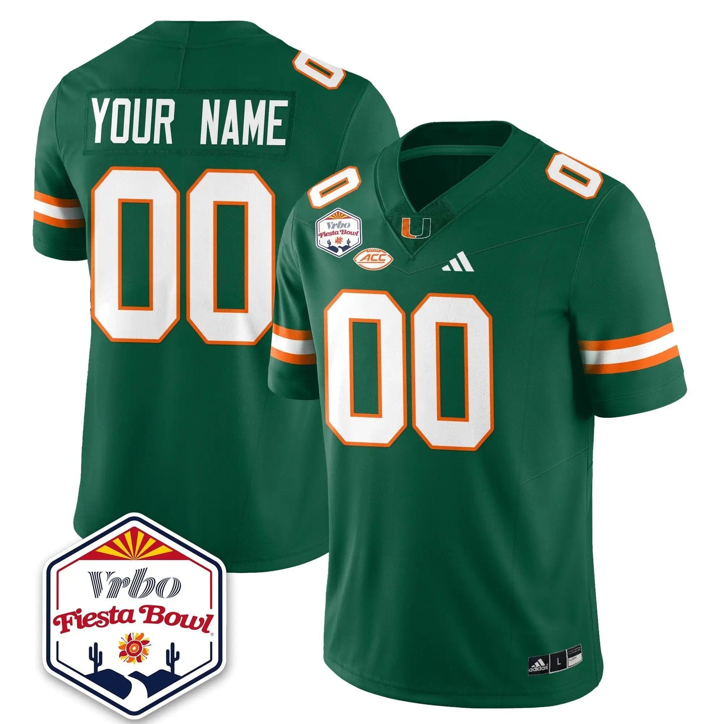 Custom Miami Hurricanes Football Vapor Limited Jersey - Vrbo Fiesta Bowl
