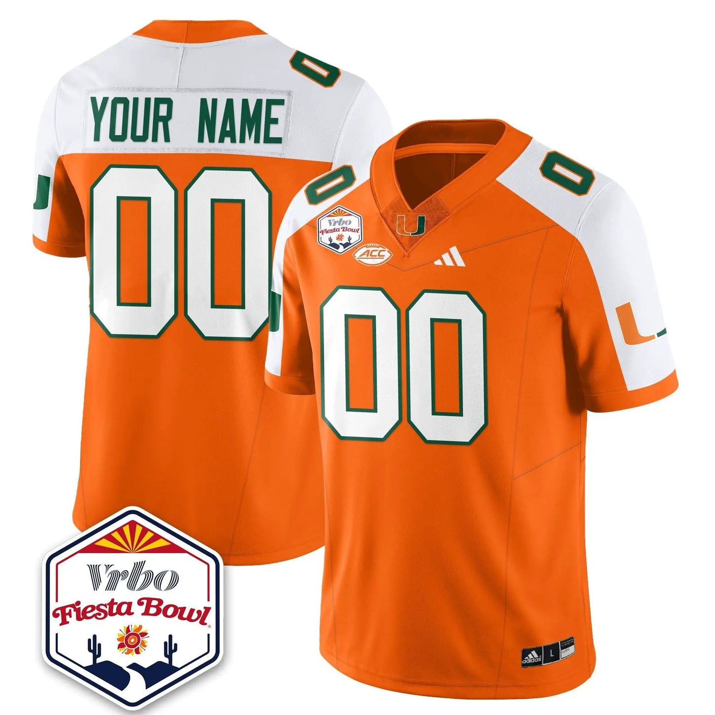 Custom Miami Hurricanes Football Vapor Limited Jersey - Vrbo Fiesta Bowl