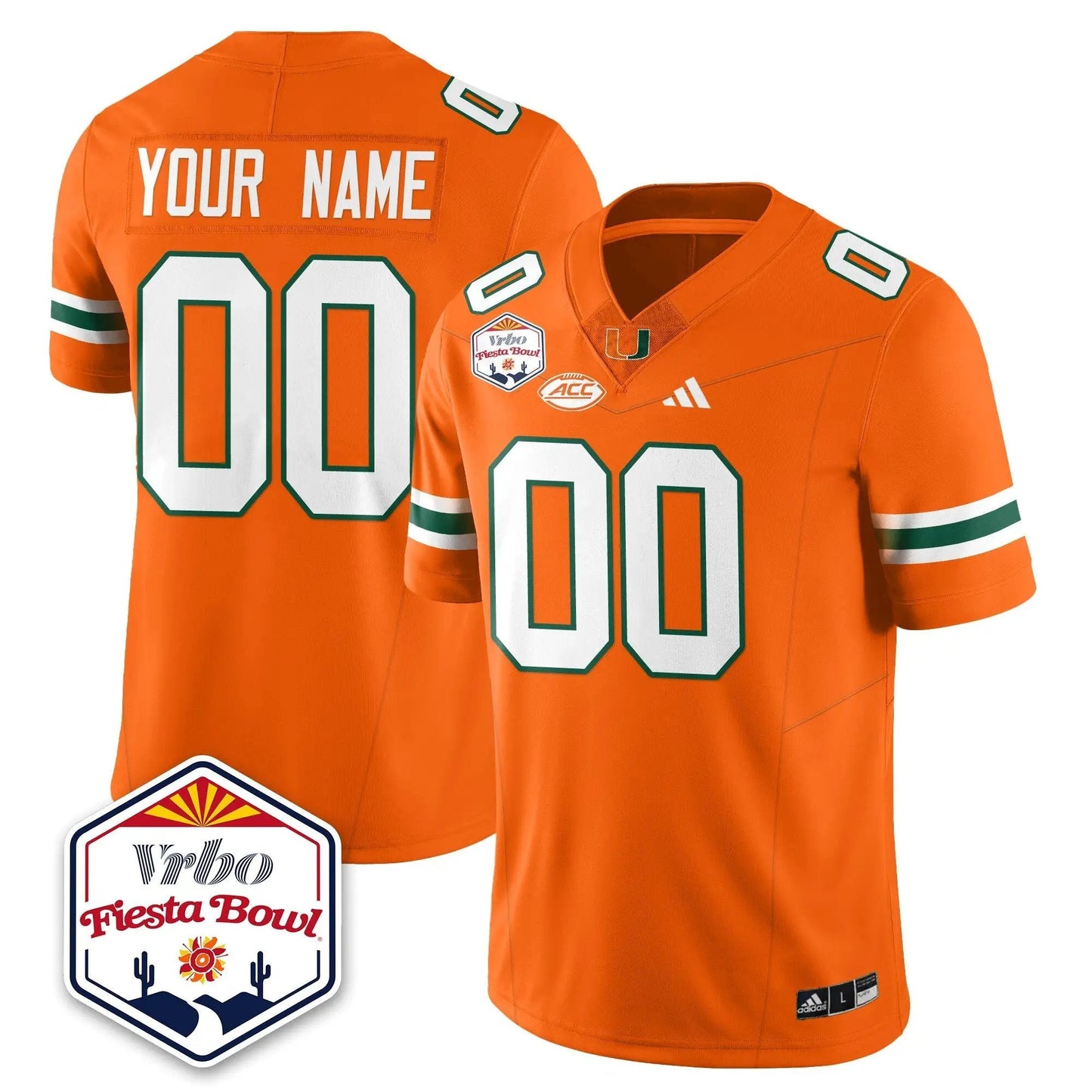 Custom Miami Hurricanes Football Vapor Limited Jersey - Vrbo Fiesta Bowl