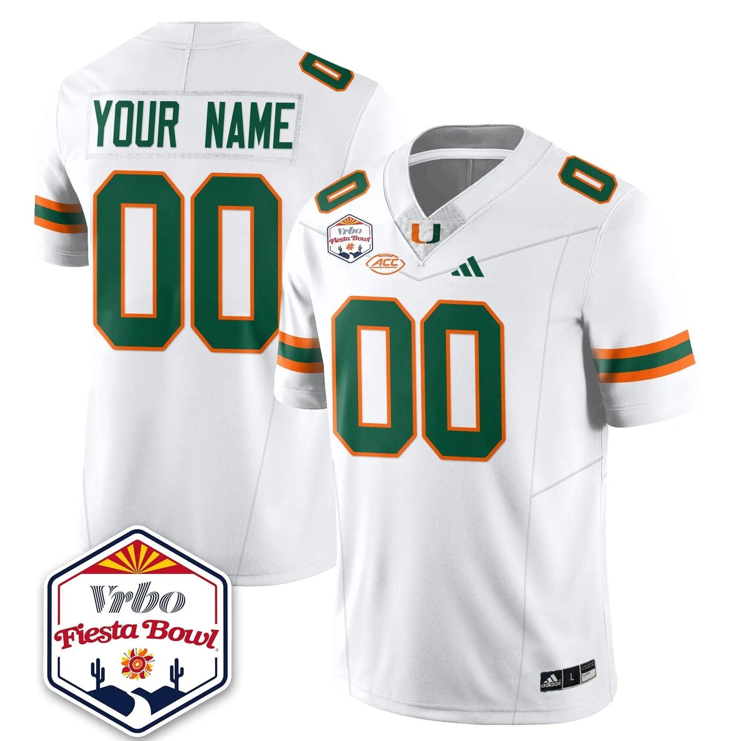 Custom Miami Hurricanes Football Vapor Limited Jersey - Vrbo Fiesta Bowl