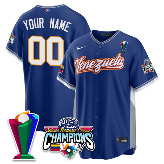 Custom Venezuela Baseball 2026 World Baseball Classic Champions Limited Jersey V2 - All Stitched
