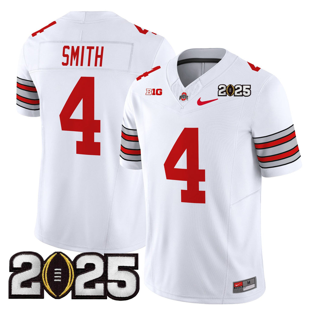 Jeremiah Smith Jersey #4 Ohio State Heritage Stripe 2025 CFP Final White