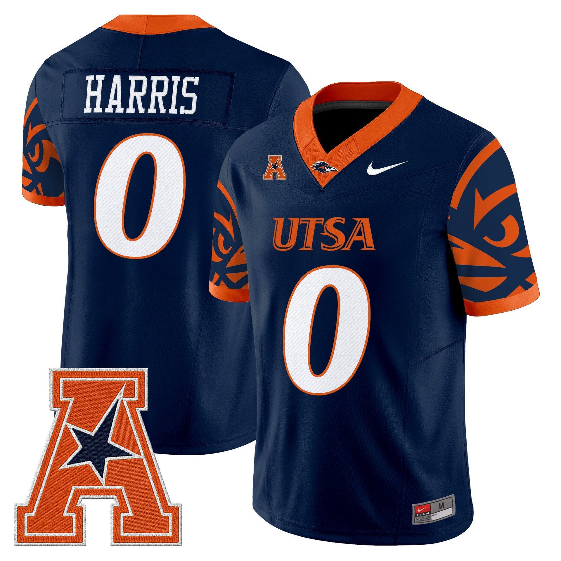 Frank Harris Jersey #0 UTSA Roadrunners 2025 Vapor Limited V2 Stitched Navy