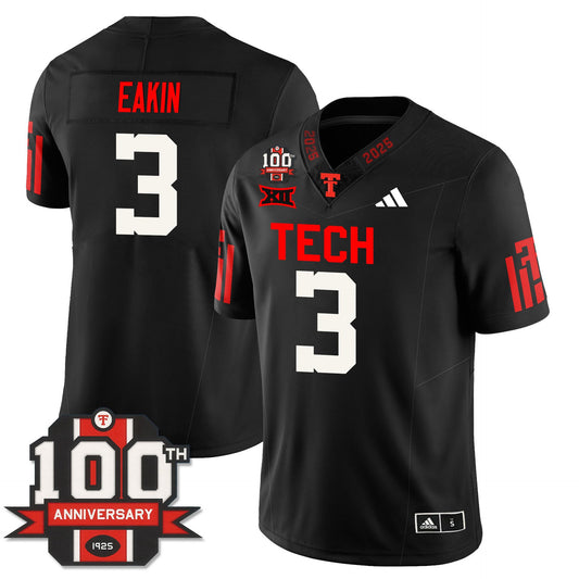 Coy Eakin Jersey #3 Texas Tech Football 100th Anniversary Stitched Black