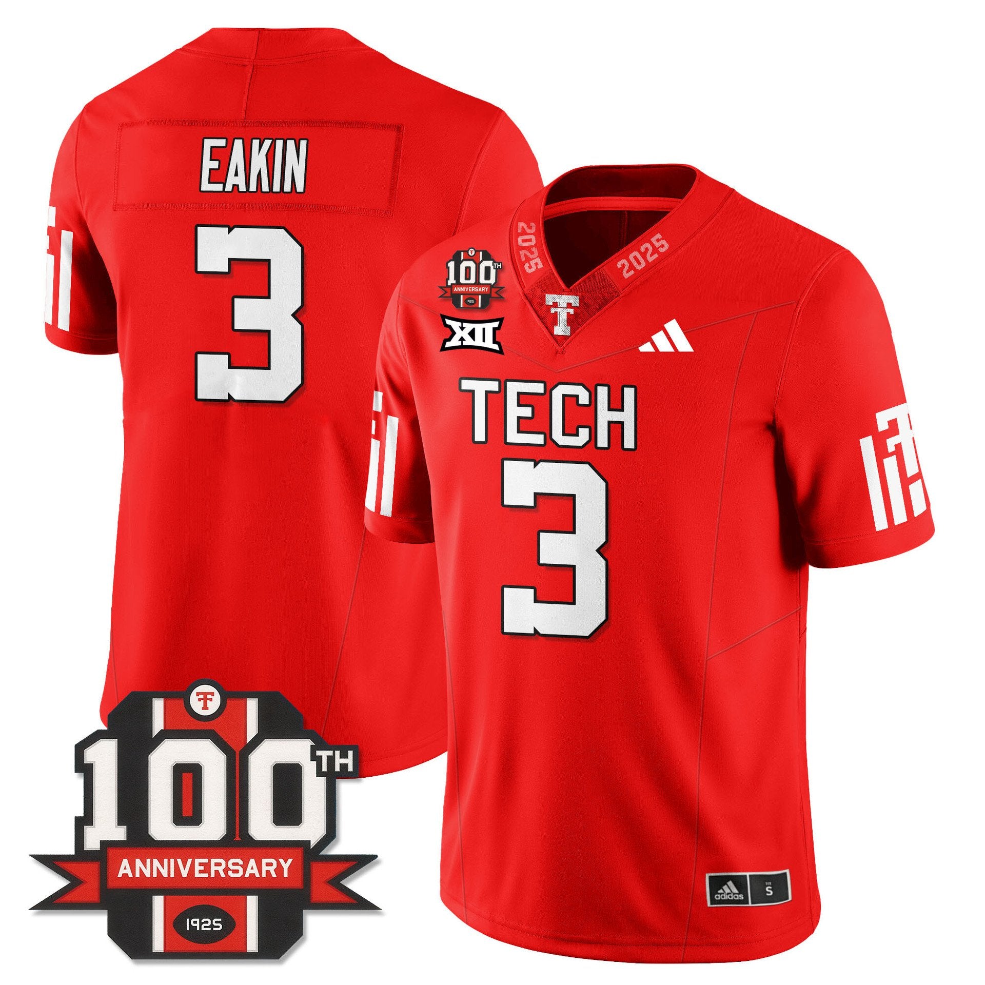 Coy Eakin Jersey #3 Texas Tech Football 100th Anniversary Stitched Red