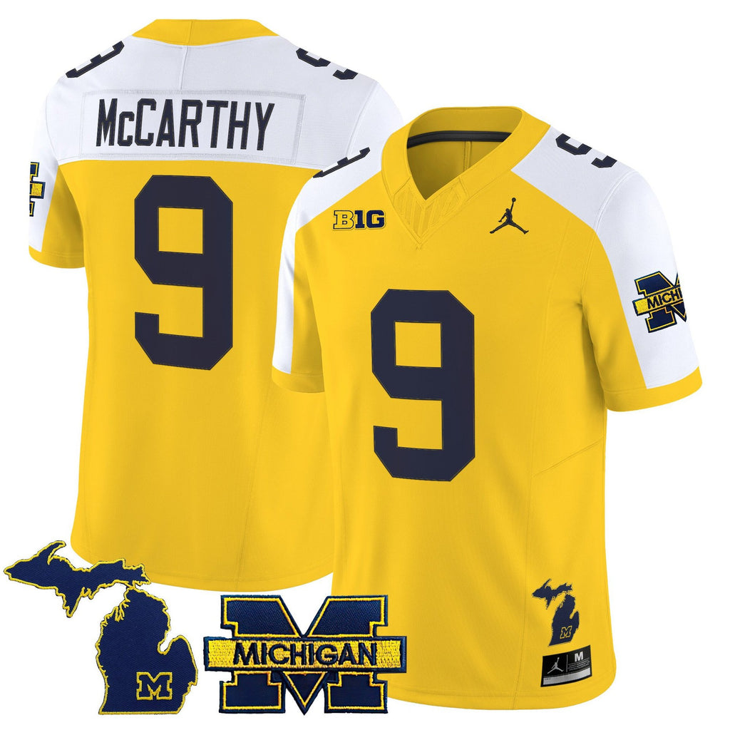 J.J. McCarthy Jersey #9 Michigan Wolverines 2025 Limited V2 Stitched Maize Alter