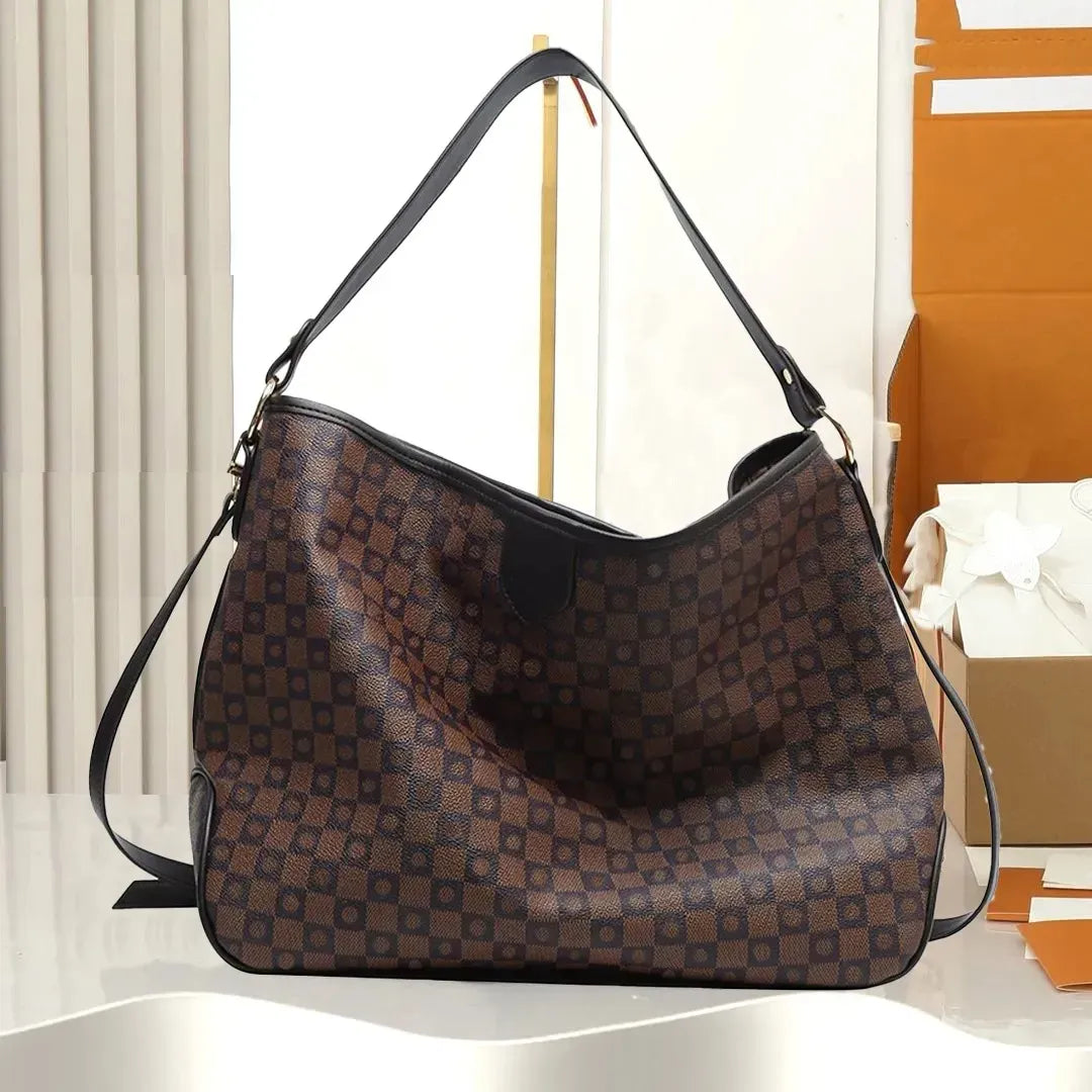Large Capacity Apricot Patterned Designer Bag Luxury Shoulder Purse