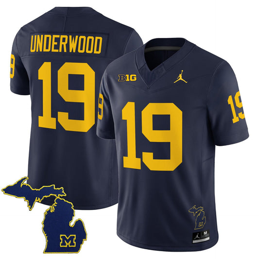 Bryce Underwood Jersey #19 Michigan Wolverines 2025 Limited V2 Stitched Navy