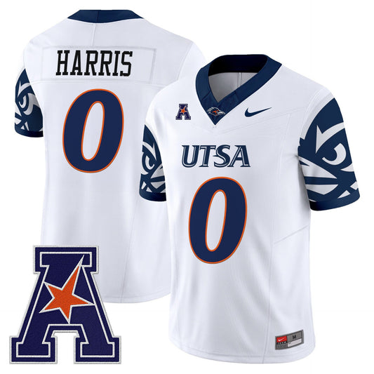 Frank Harris Jersey #0 UTSA Roadrunners 2025 Vapor Limited V2 Stitched White