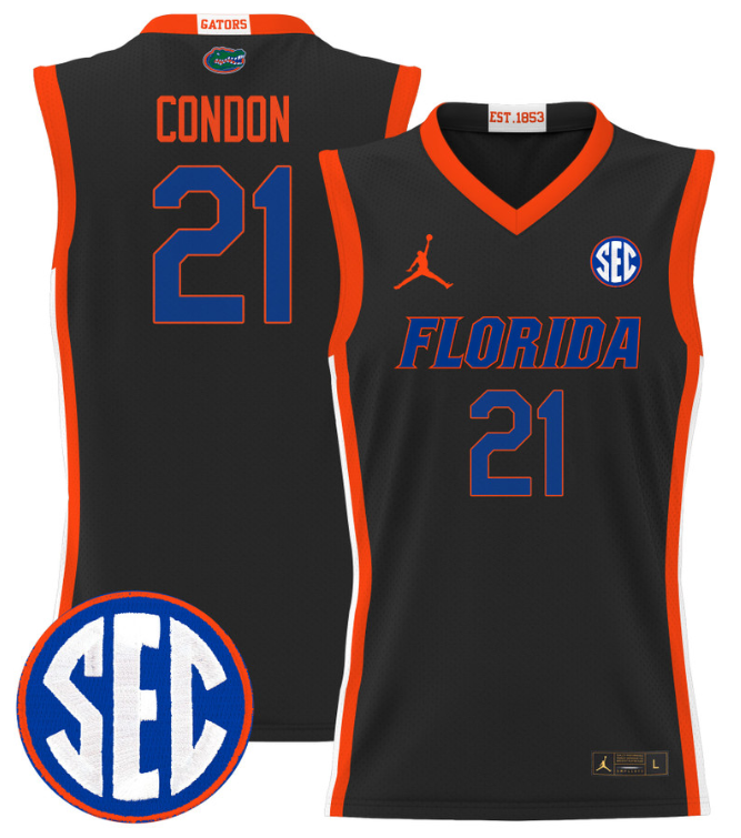 Alex Condon Jersey #21 Florida Gators 2024 Lightweight Basketball Black