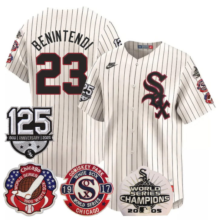 Andrew Benintendi Jersey #23 Chicago White Sox 125th Anniversary World Series Champions Cream