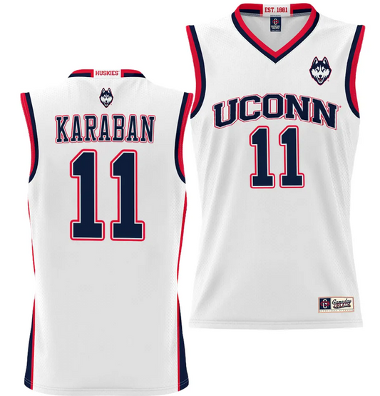Alex Karaban Jersey #11 UConn Huskies NIL College Basketball Lightweight White
