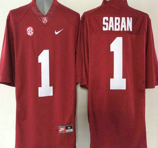Alabama Crimson Tide #1 Nick Saban Red 2015 College Football Limited Jersey