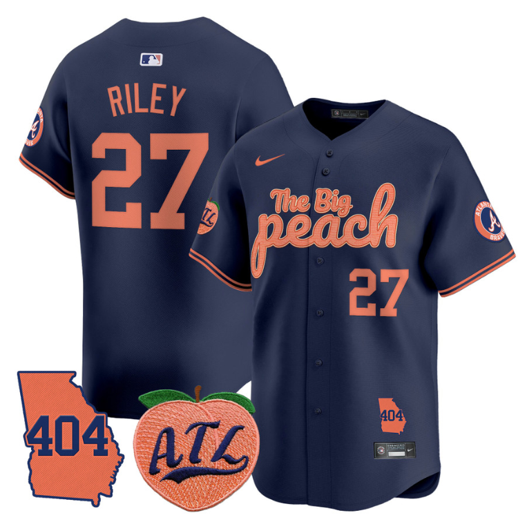 Austin Riley Jersey #27 Atlanta Braves 404 & The Big Peach Premier Limited Stitched Navy