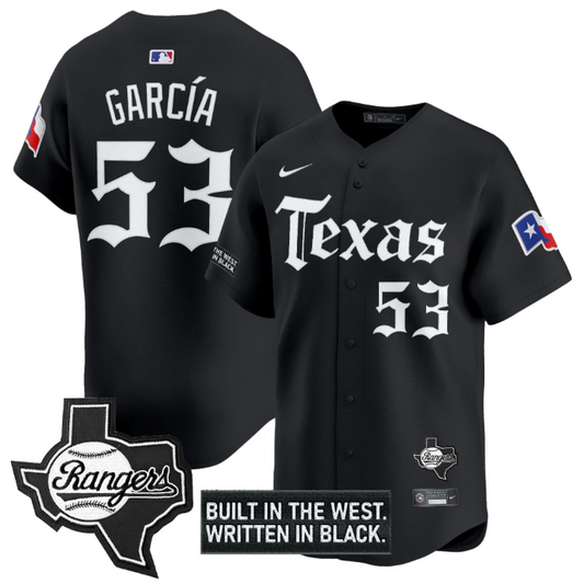 Adolis Garcia Jersey #53 Texas Rangers Gothic Frontier Edition Vapor Limited Stitched Black