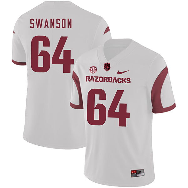 Arkansas Razorbacks #64 Travis Swanson College Football Jersey White