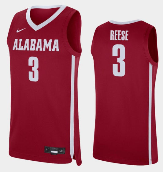 Alex Reese Jersey Alabama Crimson Tide College Basketball Replica Crimson #3