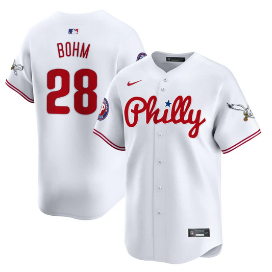 Alec Bohm Jersey #28 Phillies and Eagles Vapor Premier Limited Stitched White
