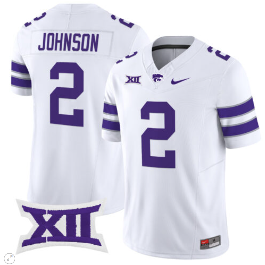 Avery Johnson Jersey #2 Kansas State Wildcats Vapor Limited Football White
