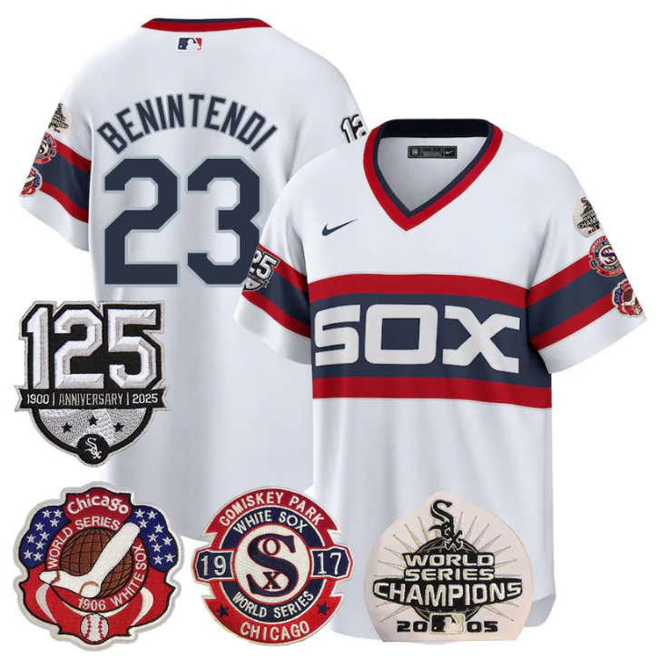 Andrew Benintendi Jersey #23 Chicago White Sox 125th Anniversary World Series Champions White 1983