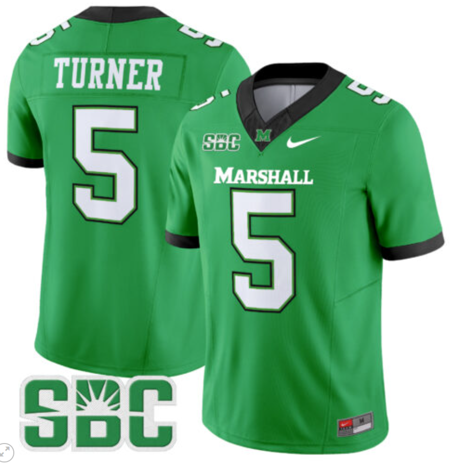 AJ Turner Jersey #5 Marshall Thundering Herd Vapor Limited Football White