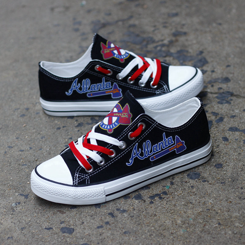 Atlanta Braves Limited Print MLB Baseball Fans Low Top Canvas Shoes Sport Sneakers