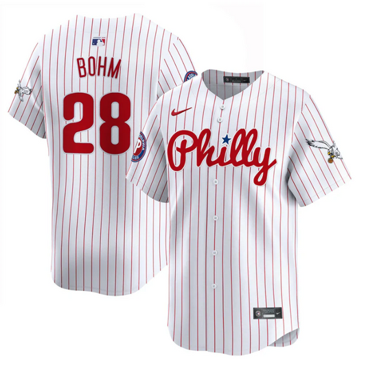 Alec Bohm Jersey #28 Phillies and Eagles Vapor Premier Limited Stitched Pinstripe