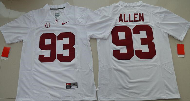 Alabama Crimson Tide #93 Jonathan Allen White Limited Stitched College Football NCAA Jersey