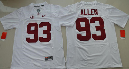 Alabama Crimson Tide #93 Jonathan Allen White Limited Stitched College Football NCAA Jersey