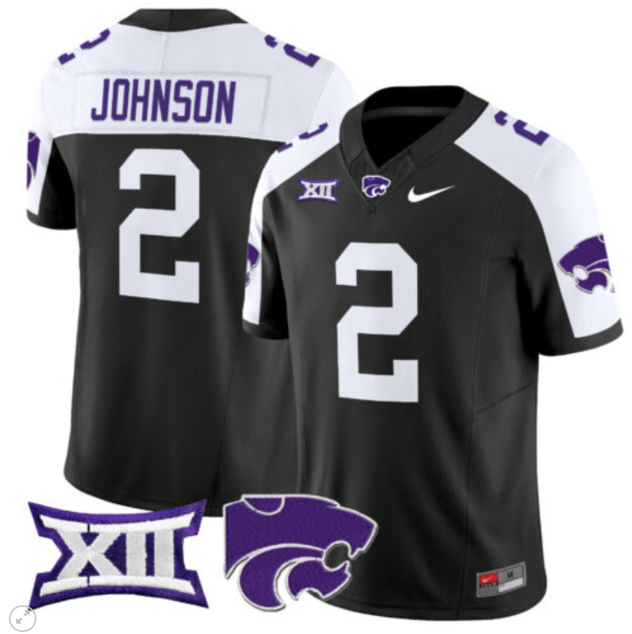 Avery Johnson Jersey #2 Kansas State Wildcats Vapor Limited Football Black Alternate