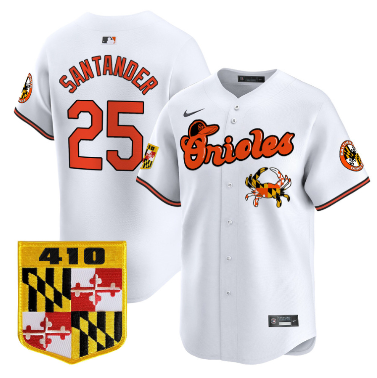 Anthony Santander Jersey #25 Baltimore Orioles 410 & Chesapeake Crab Patch Limited Stitched White