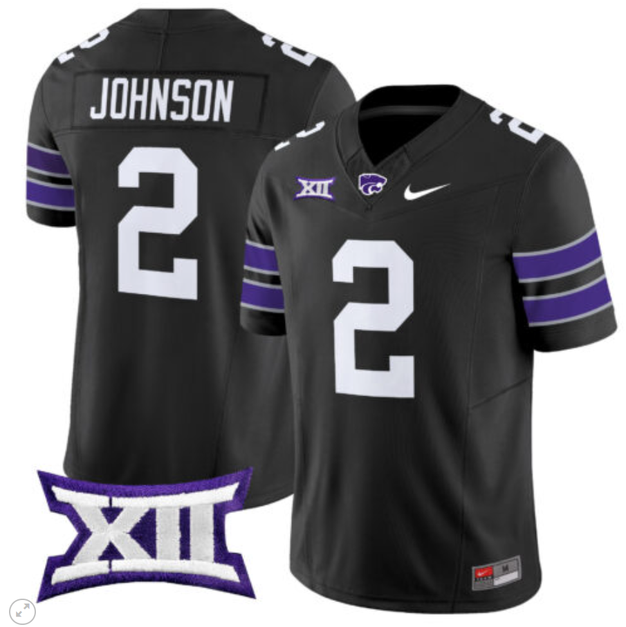 Avery Johnson Jersey #2 Kansas State Wildcats Vapor Limited Football Black