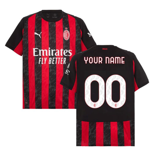 Custom AC Milan 2025-26 Home Customize Jersey – Red Black