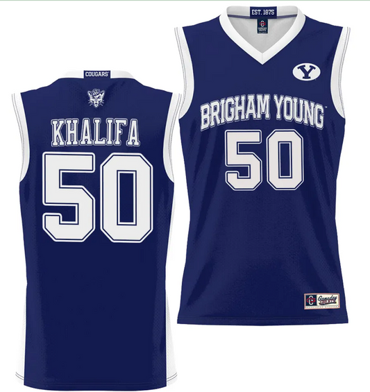 Aly Khalifa Jersey #50 BYU Cougars NIL College Basketball Jersey Lightweight Navy
