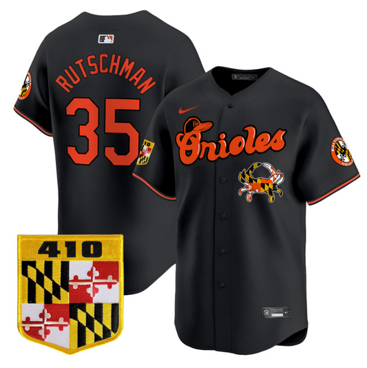 Adley Rutschman Jersey #35 Baltimore Orioles 410 & Chesapeake Crab Patch Limited Stitched Black