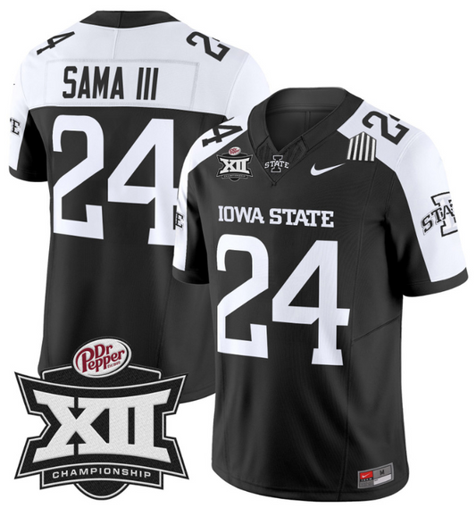 Abu Sama III Jersey #24 Iowa State 2024 Championship Patch Vapor Black Alternate