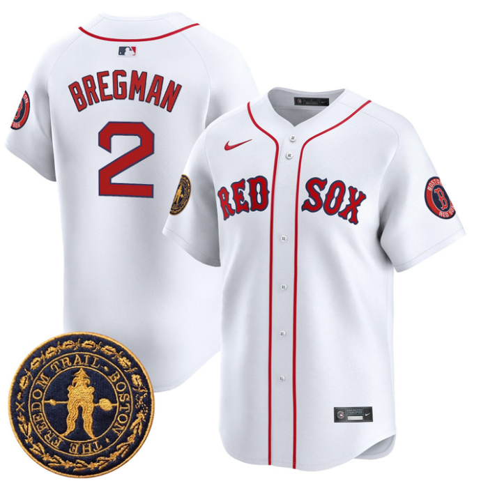 Alex Bregman Jersey #2 Boston Red Sox Freedom Trail Patch Vapor Premier Limited Stitched White